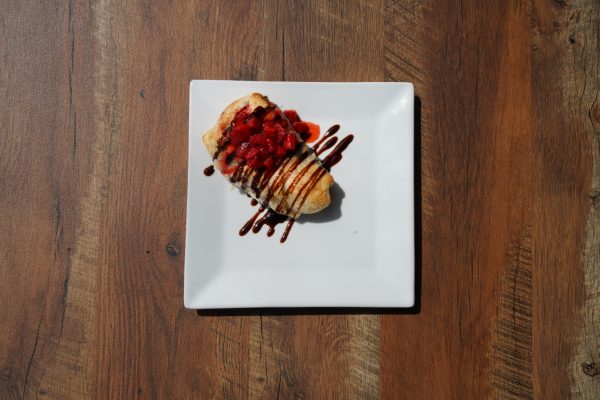 Pistachio and Basil Strudel, white Balsamic Strawberries (bread sold separately)