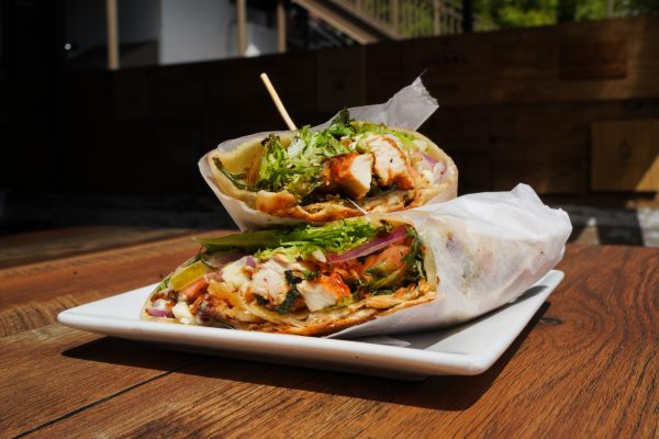 Buttermilk Fried Chicken, Honey Garlic Buffalo Sauce, Bleu Cheese, Lettuce, Tomato, Onion, Pickle, Sandwich or Wrap